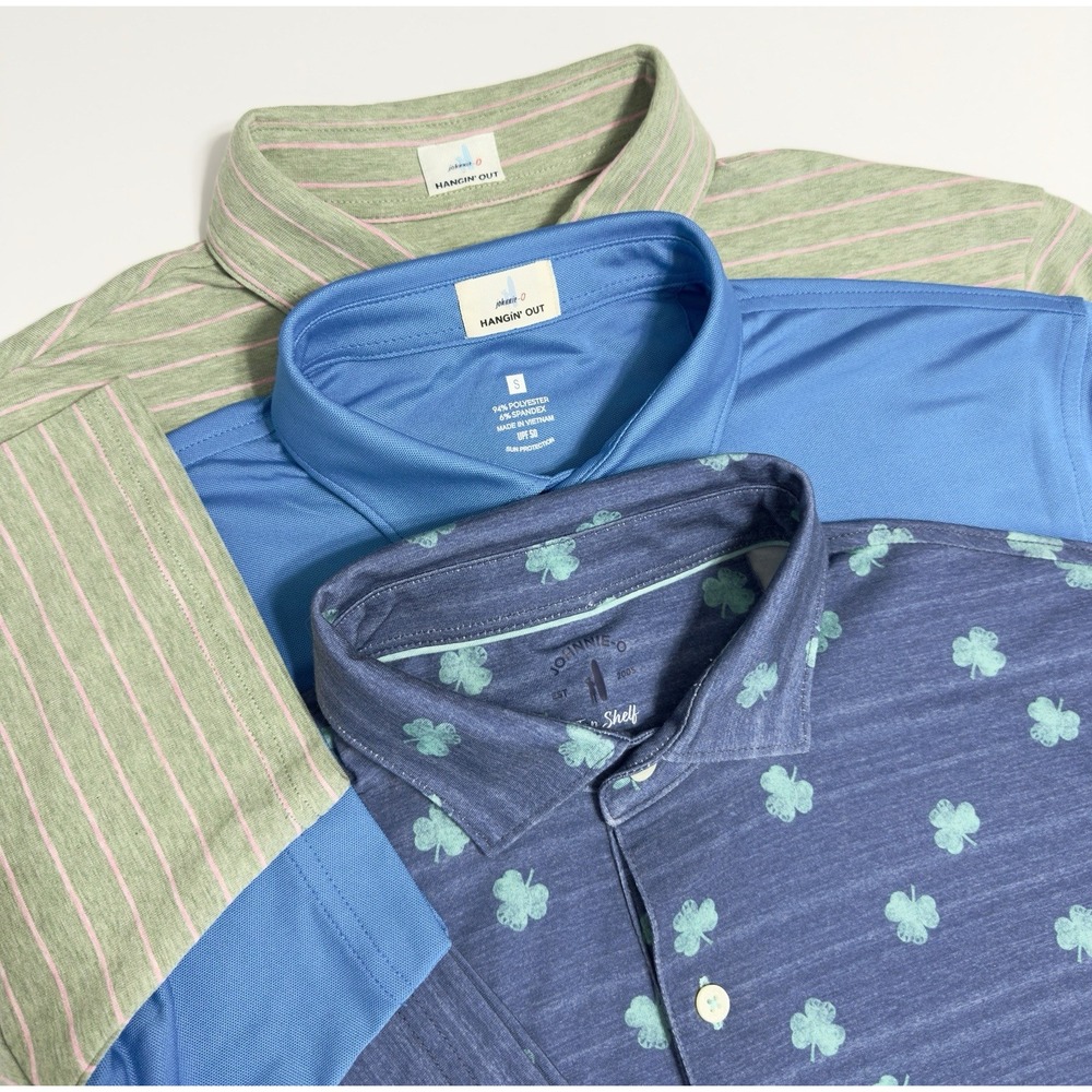 Lot of 3 Johnnie-O Men's Hangin' Out Performance Polo Shirt Sz S Stretch Golf